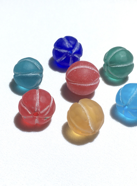 西亚海捞琉璃南瓜珠海蓝色琉璃瓜珠古法手工琉璃手串多宝diy配饰