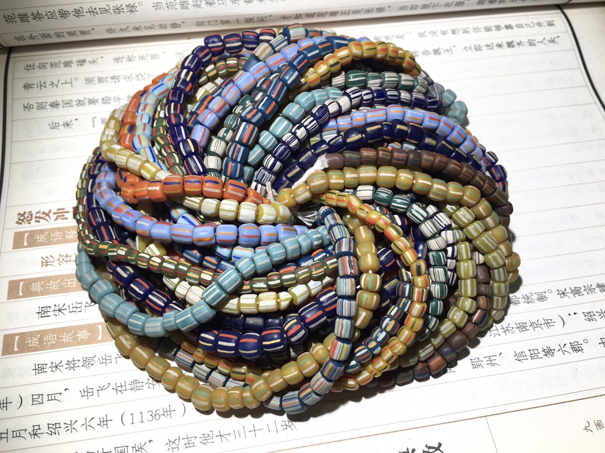 楼兰文化贸易珠老琉璃手工古法老琉璃不规则条琉璃项链diy配饰