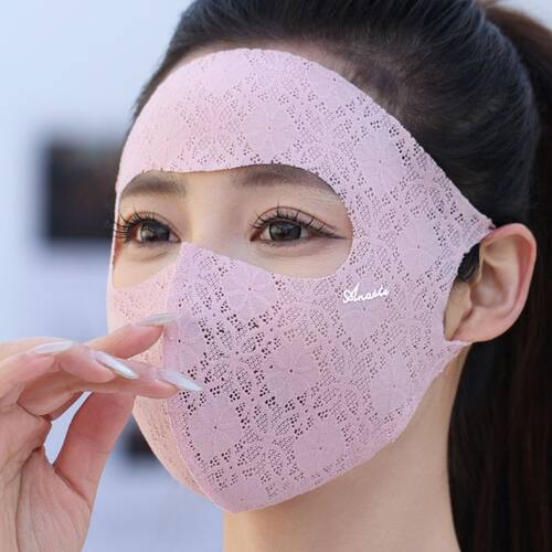 蕾丝防晒面罩女春夏透气护眼角