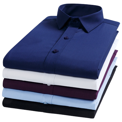 af深蓝色竹纤维免烫弹力商务衬衫