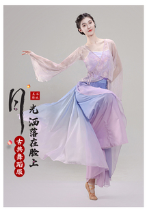 古典舞服装纱衣练功服紫色阔腿裤飘逸裙中国现代舞演出服装舞蹈服