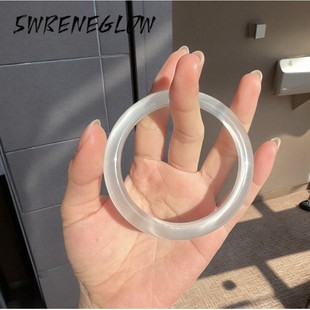 专柜品质猫眼石白月光手镯女玉髓石岩英玉手镯冰透高冰荔枝冻正品