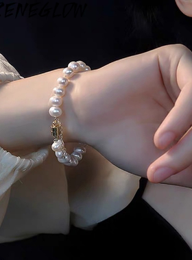 天然巴洛克淡水珍珠手环饰品女ins小众设计新款网红闺蜜手链手串