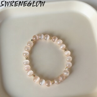 新中式香槟色猫眼石串珠手链清冷感气质手串轻奢复古高级感手饰