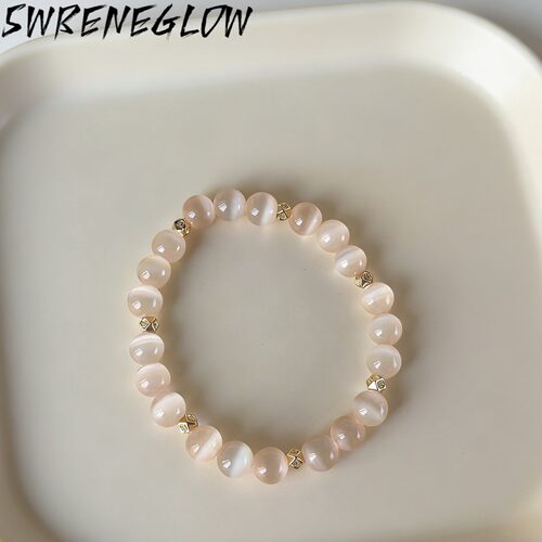 新中式香槟色猫眼石串珠手链清冷感气质手串轻奢复古高级感手饰