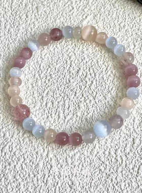 怦然心动/新中式猫眼石手工串珠手链复古显白玉髓手串女马卡龙