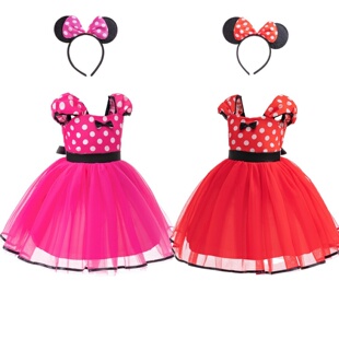万圣节迪士尼服装COS米妮米奇儿童公主裙网纱蓬蓬蝴蝶结女童裙子3
