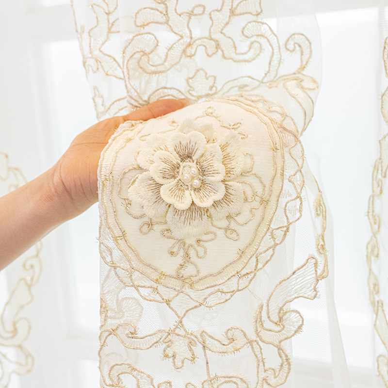 欧式高档大气浮雕立体绣花窗纱遮光2024新款窗纱客厅卧室透光防晒