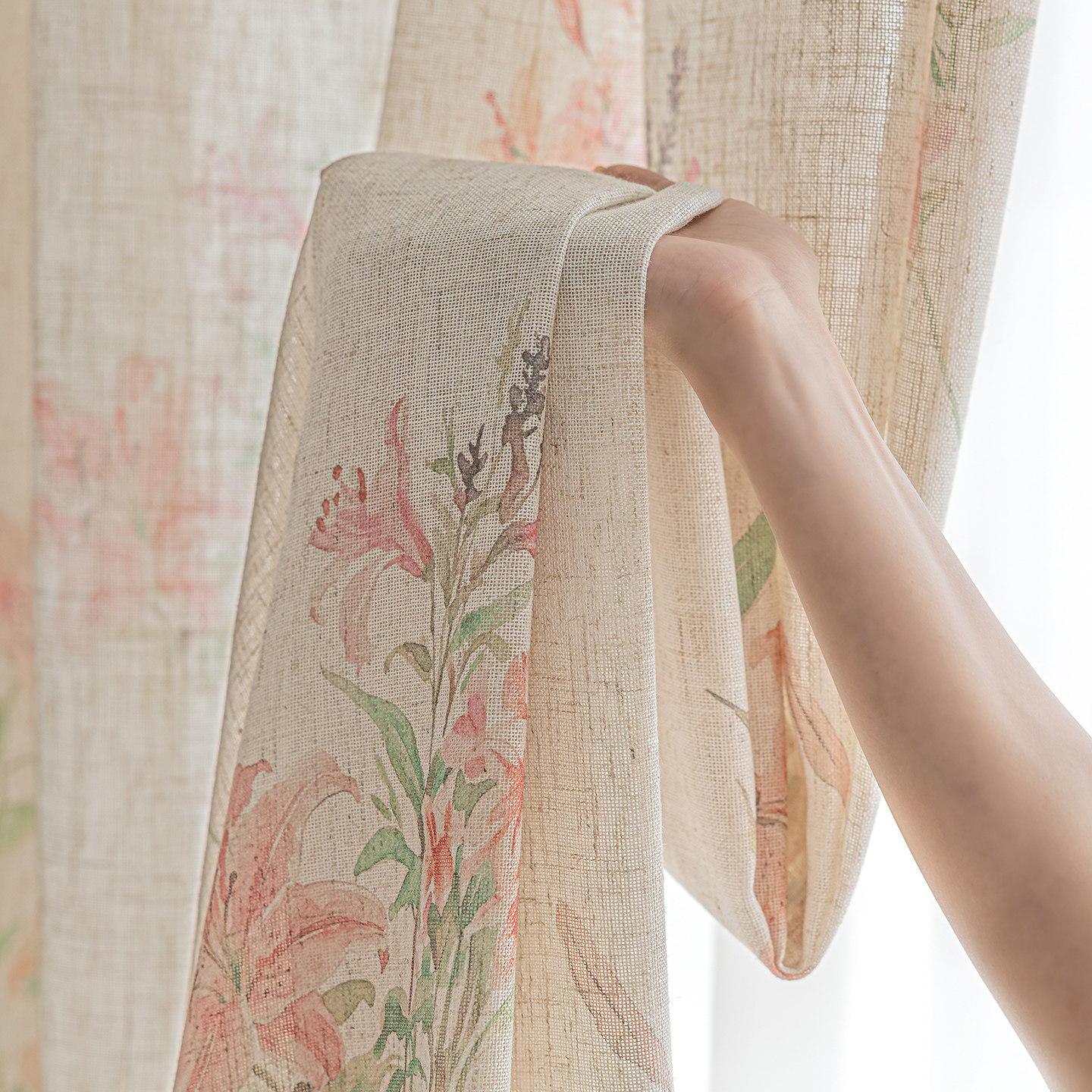 美式高级亚麻质感窗纱半遮光透光不透人纱帘客厅卧室防晒遮阳窗帘