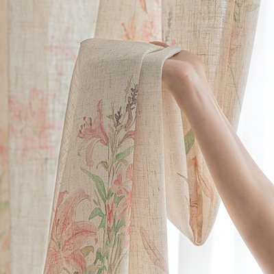 高级质感透光不透人纱帘清新艺术