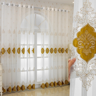 欧式高端绣花客厅卧室遮光窗帘阳台防晒遮阳新款奢华高级感窗纱帘