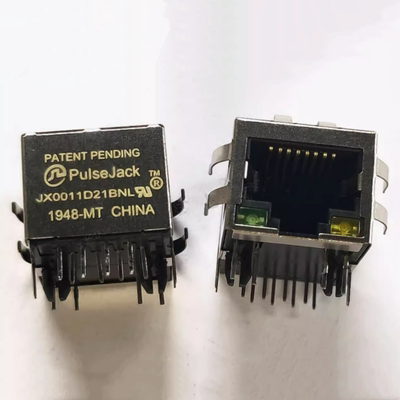 JX0011D21BNL 百兆RJ45网络插口 带灯带滤波变压器 全新原装正品