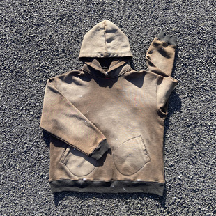 清仓处理！带兜新潮设计百搭做旧重磅复古oldschool学生连帽卫衣