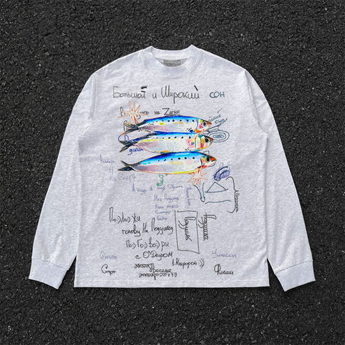 清仓款！颓废风轻亚文化视觉系美式复古拼接长袖T恤高级感上衣