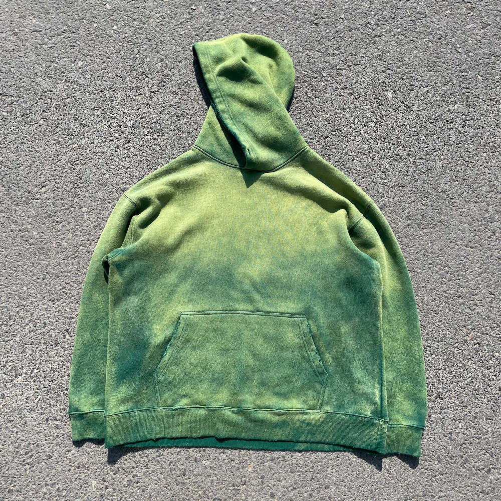 清仓处理！设计艺术感渐变色VINTAGE美式复古情侣纯色连帽卫衣