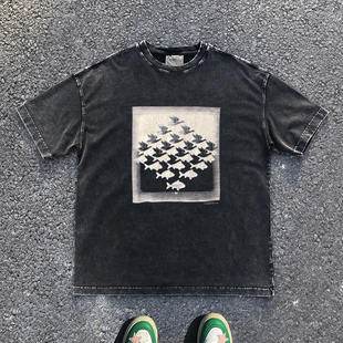王有病工作室 重磅260G！和平与爱伍德斯托克音乐节短袖T恤情侣装