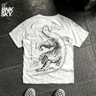 王有病工作室 泰式传统黑色tattoo刺青T恤亚文化复古老虎暗黑短袖