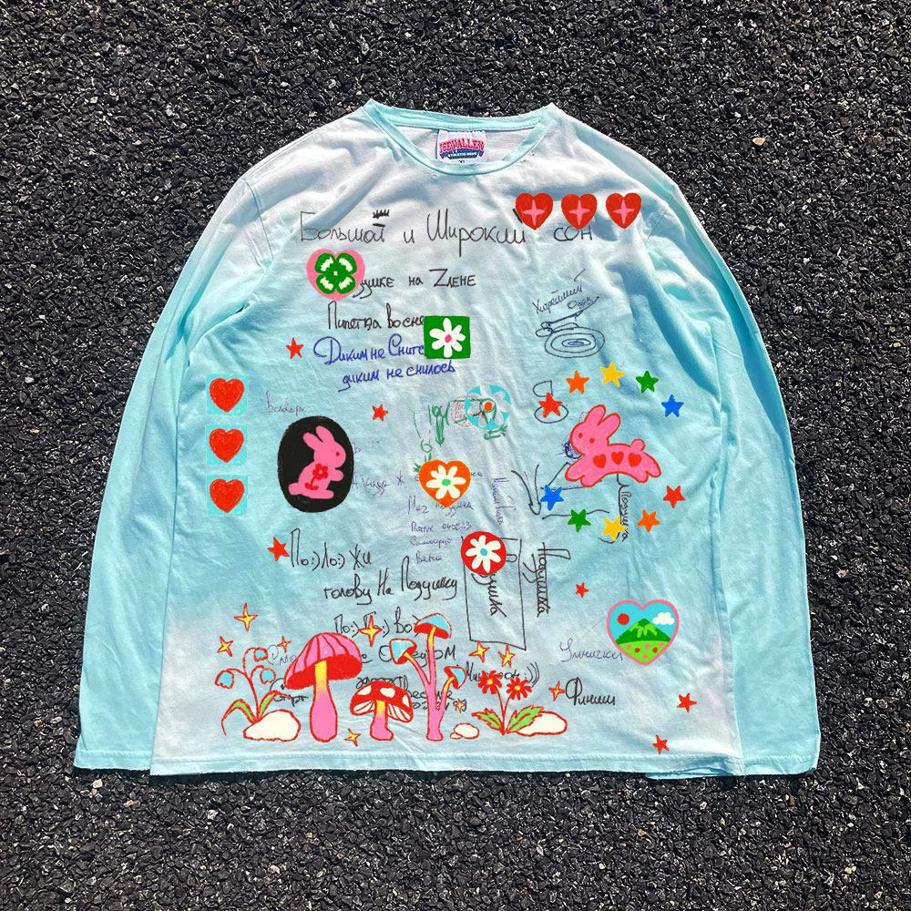 王有病工作室 多巴胺色系Y2K甜酷少女风脏脏长袖T恤内搭做旧水洗,服饰配件/皮带/帽子/围巾,手帕,淘宝优惠券,粉丝福利购,淘宝优惠卷