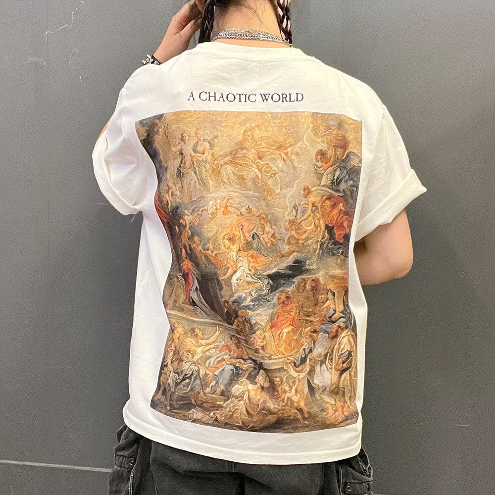王有病工作室 260G重磅！艺术感油画创意短袖T恤男女情侣休闲,服饰配件/皮带/帽子/围巾,口袋巾,淘宝优惠券,粉丝福利购,淘宝优惠卷