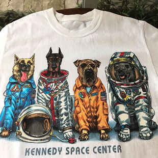 center肯尼迪航天中心小狗潮流宽松显瘦男女短袖 space kennedy