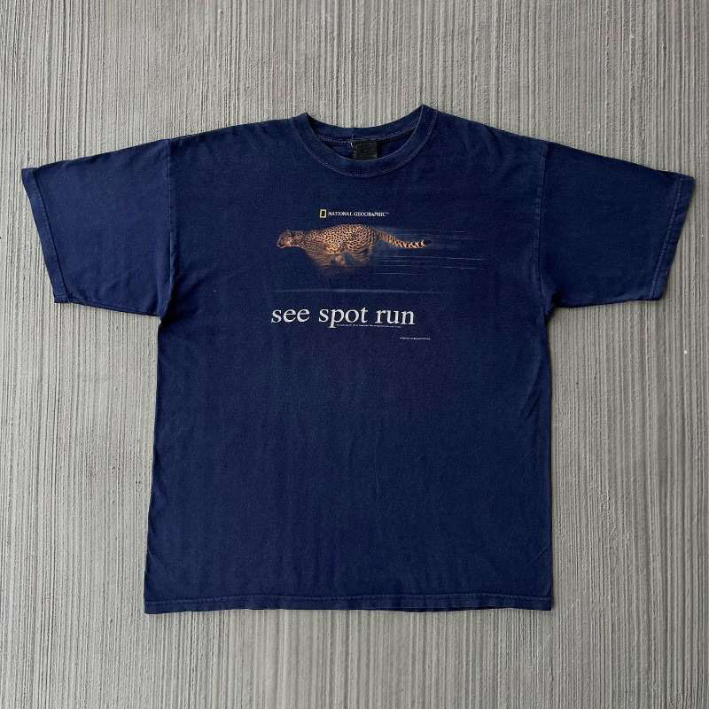 thumbnail for Wang Youbing Studio vintage American retro fun cheetah classic vintage science popular animal short-sleeved T-shirt