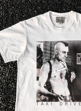 王有病工作室 重磅260G！TAXI DRIVER T-shirt 复古白色短袖T恤