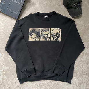 圆领卫衣学生宽松 复古动漫oldschool男女情侣装 清仓款 卡通美式