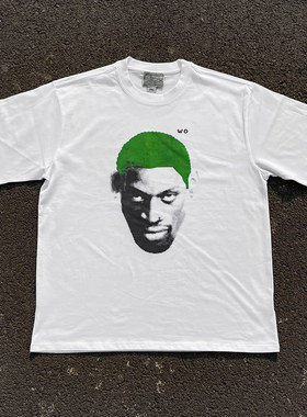 王有病工作室 重磅260G！Dennis Rodman篮球罗德曼T-shirt短t恤