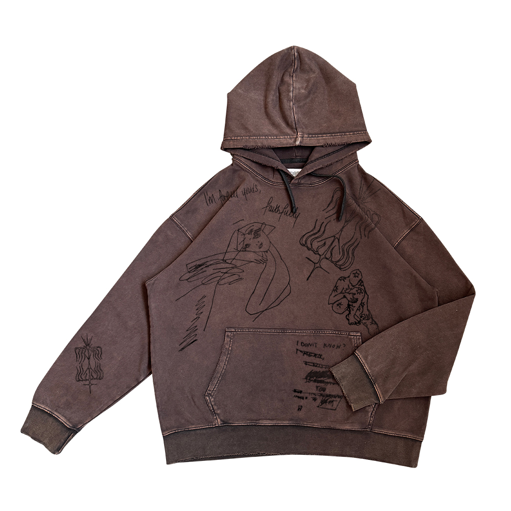 清仓处理！oldschool美式复古高级感颓废风做旧水洗卫衣连帽衫