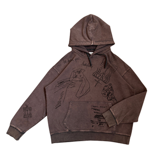 清仓处理！oldschool美式复古高级感颓废风做旧水洗卫衣连帽衫