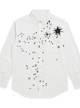 小众设计感视觉系肩膀点缀星星亚文化慵懒风白色衬衫高级感叠穿