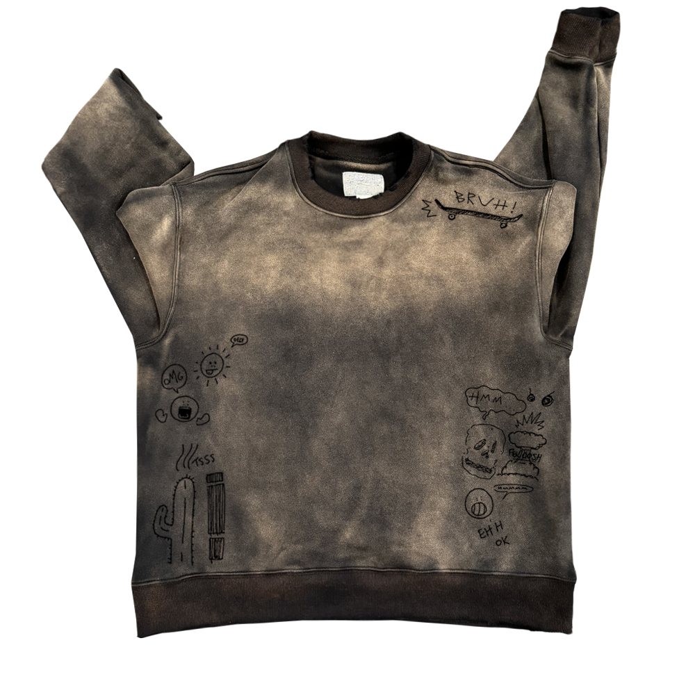 王有病工作室 只做心头好物！450克重磅做旧水洗高街涂鸦套头卫衣