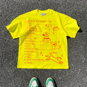 直喷可爱卡通柠檬黄oversize小众短袖 王有病工作室 重磅260G T恤