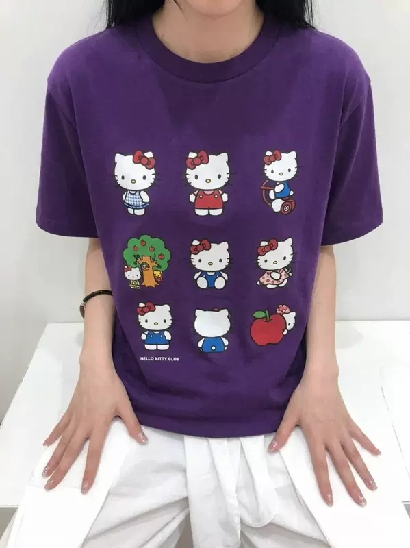 เสื้อยืดคอกลมแขนสั้นลายคิตตี้