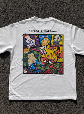 王有病工作室 重磅260G！Pikachu 皮卡丘T-shirt短袖T恤情侣装