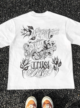 王有病工作室 重磅260G！Hand-painted tattoos艺术感手绘半袖