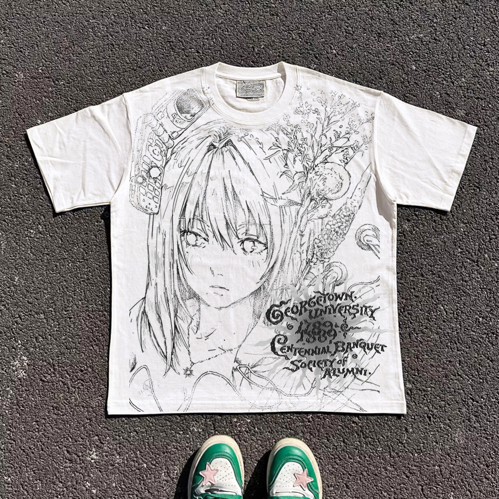 王有病工作室 重磅260G！亚文化Y2K千禧风宽松短袖T恤男女情侣装