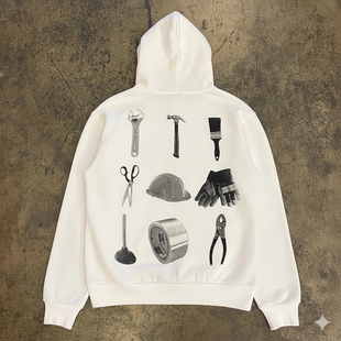 清仓款！oldschool工具集合复古潮流男女宽松连帽卫衣重磅高级感