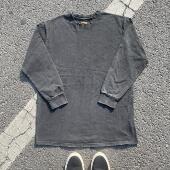 t恤重磅做旧男 复古阿美咔叽嘻哈高街水洗黑纯色长袖 330克 美式