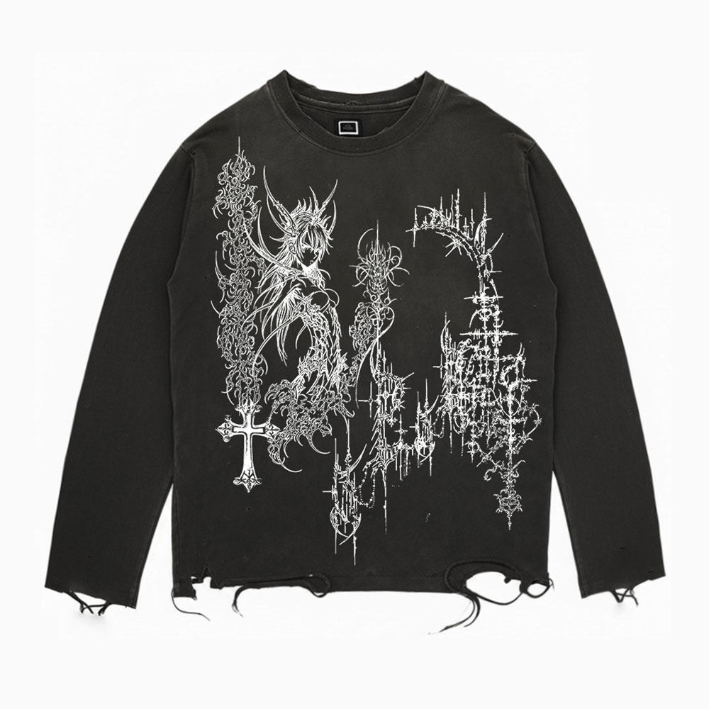 王有病工作室！亚文化美式复古二次元动漫做旧水洗破洞长袖T恤,服饰配件/皮带/帽子/围巾,袖扣,淘宝优惠券,粉丝福利购,淘宝优惠卷