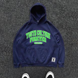 480G纯棉大毛圈 字母设计情侣装美式复古大学hoodie男女连帽卫衣