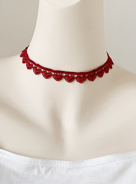 爱心型锁骨链项链项圈花朵choker