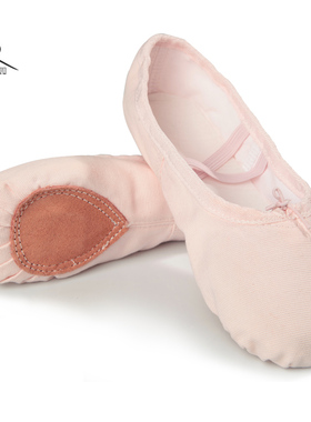 柏屋舞苑儿童初级芭蕾舞蹈鞋女童帆布软底练功鞋海绵底两底猫爪鞋