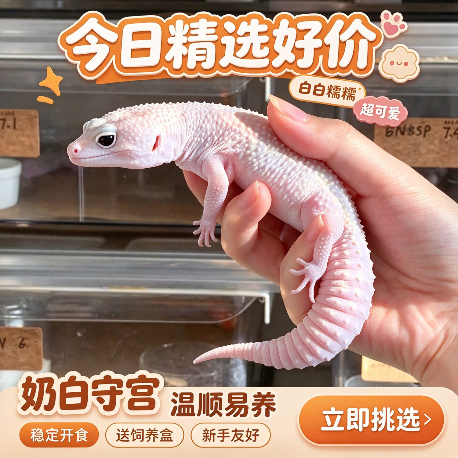 豹纹守宫蜥蜴宠物活体新手入门级网红爬宠温顺可爱家养桌面小异宠