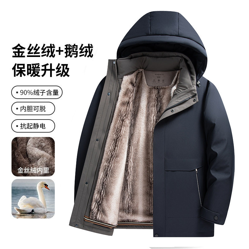 金丝绒白鹅绒极寒加厚男
