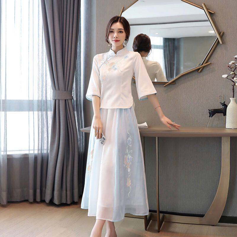 新款汉服女中国风伴娘服民国风女装成人简约古风汉服改良日常