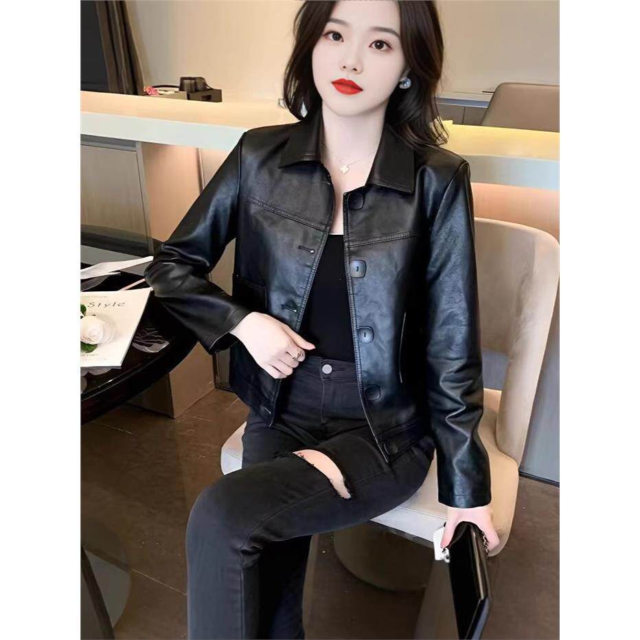 春秋小皮衣美拉德个子外