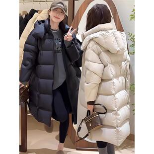 高蓬松泡芙长款羽绒服女冬韩版加厚连帽过膝保暖面包服潮