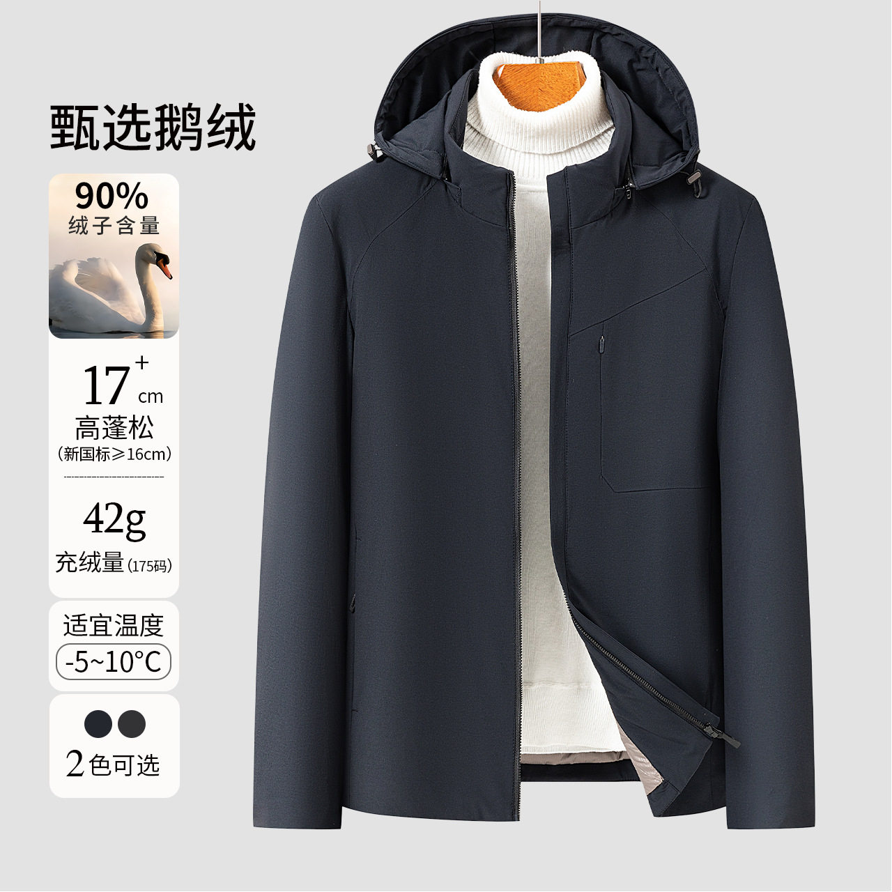 甄选鹅绒高端羽绒服男士