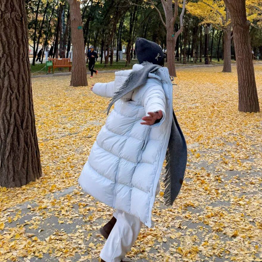 蓝色长款服女款冬季棉袄